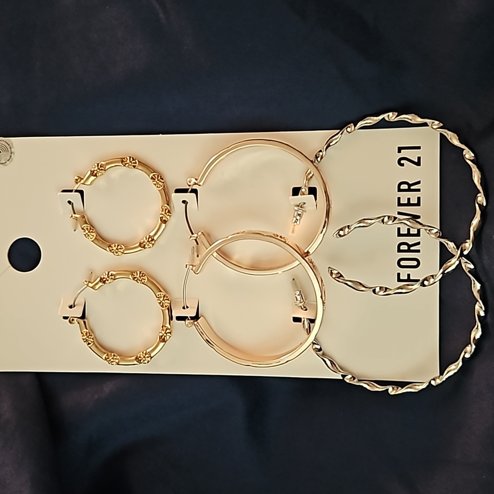 Forever 21 3 sets hoop earrings